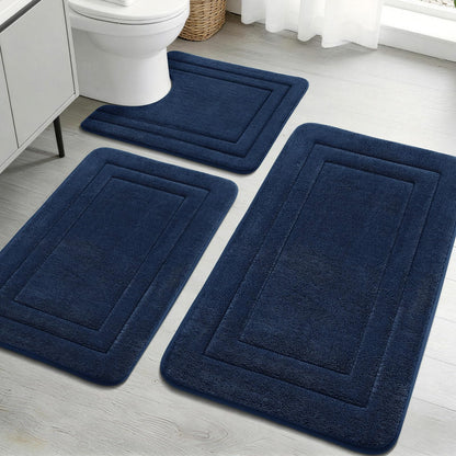 YIHOUSE 2-Piece Towel-Like Memory Foam Bathroom Rug Set, Dark Grey