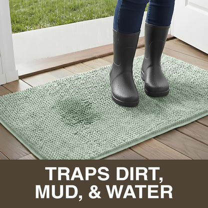 Neater Home Plush Bathroom Rugs 36x24 Thick Chenille Quick Dry Microfiber Absorbent Bath Mat, Soft Bath Rugs, Machine Washable Bathroom Floor Mat for Tub Shower Sink, Home Decor Accessories, Green