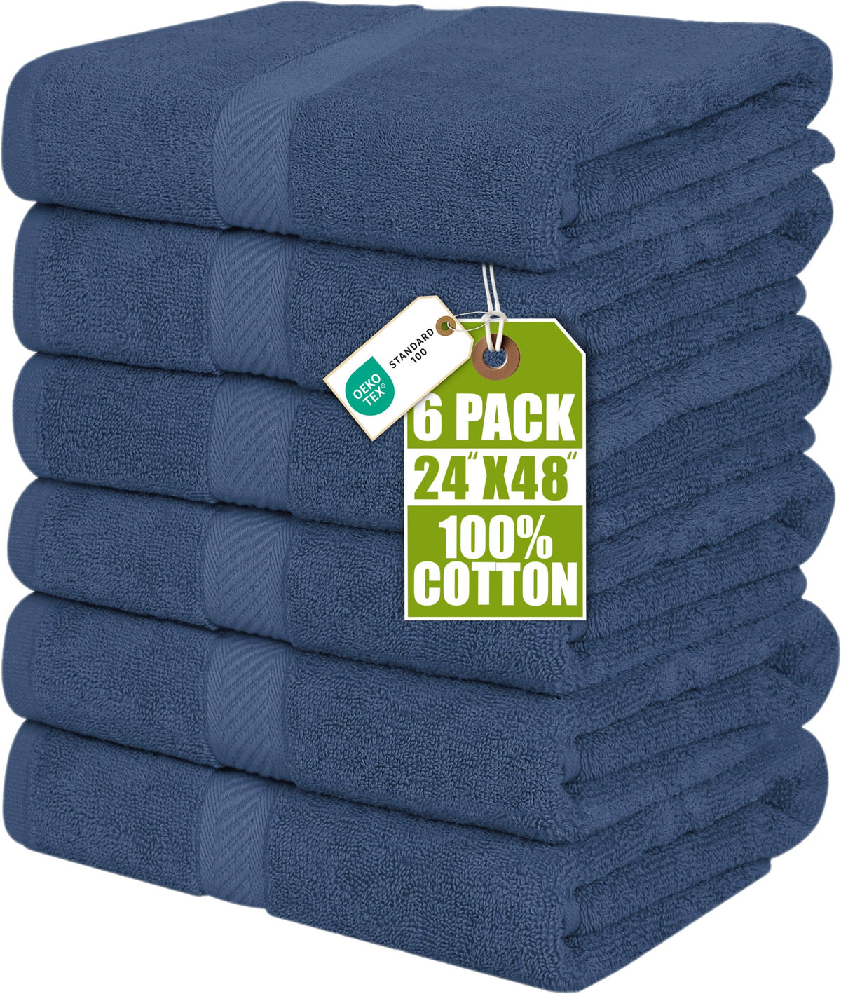 Utopia Towels 6 Pack Medium Bath Towels, 24x48 in, 500 GSM Cotton, White