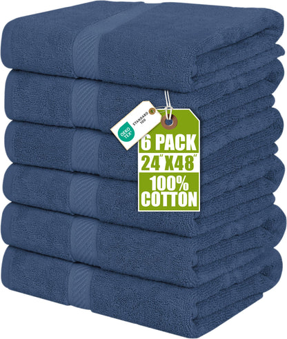 Utopia Towels 6 Pack Medium Bath Towels, 24x48 in, 500 GSM Cotton, White