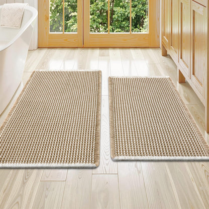 Smiry Waffle Bathroom Rugs Sets 2 Piece (30x20+24x16, Brown)