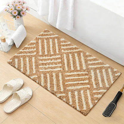 ORTIGIA Cute Green Scalloped Bath Mat, Fun Plush Microfiber Scallop Bathroom Rugs Non Slip Washable Quick Dry Absorbent, Bathmat Bath Rug Carpet for Shower Stall Vanities Kitchen Floor Entrance, 20x32