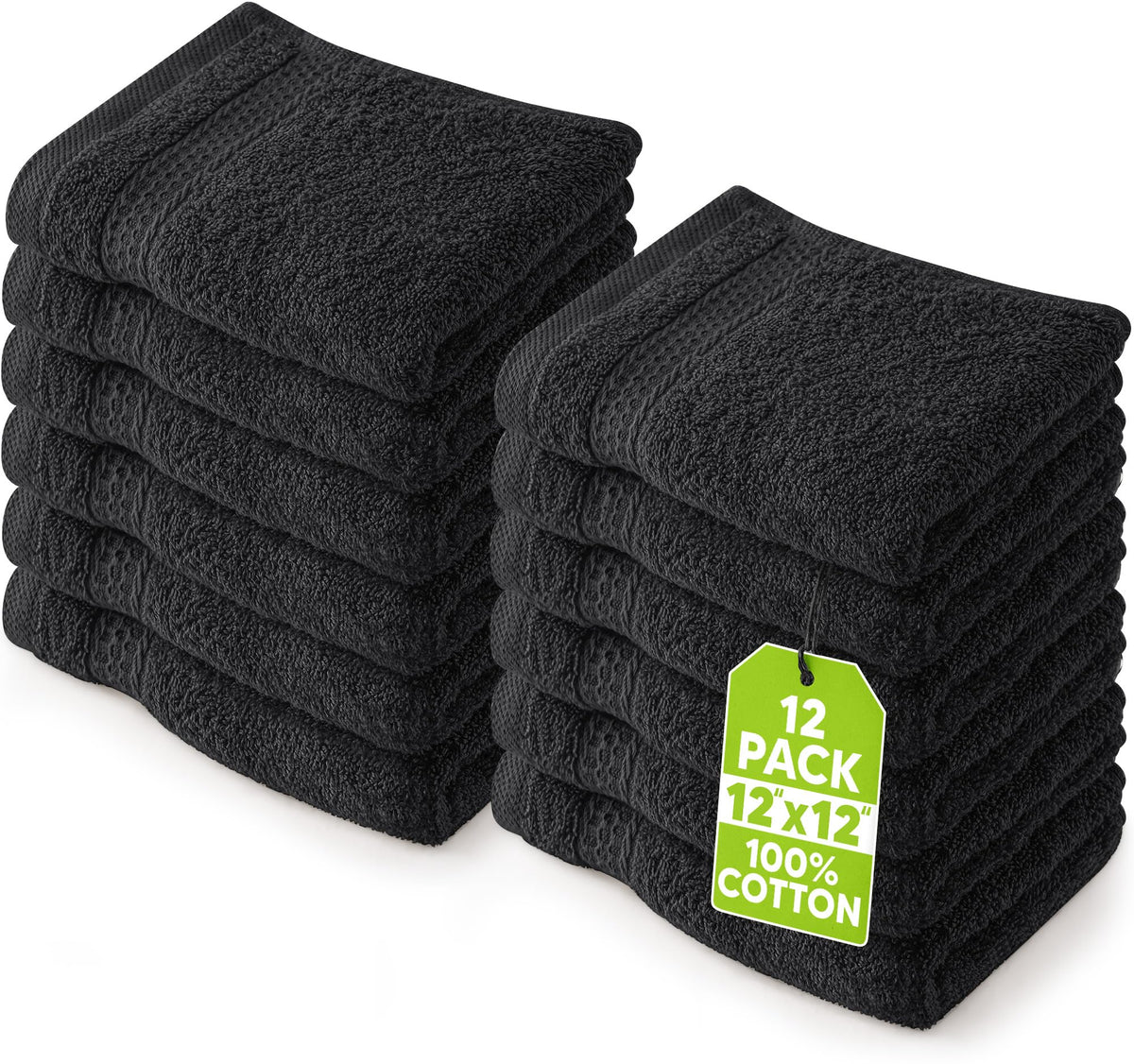 Utopia Towels 12 Pack Premium Wash Cloths Set, 12 by 12 Inches, 100% Cotton Ring Spun, Highly Absorbent and Soft Feel Essential Washcloths for Bathroom, Spa, Gym, and Face, Grey