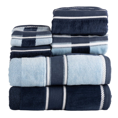 Lavish Home Bathroom Towels Set, Bathroom Accessories, Navy, Set of 6