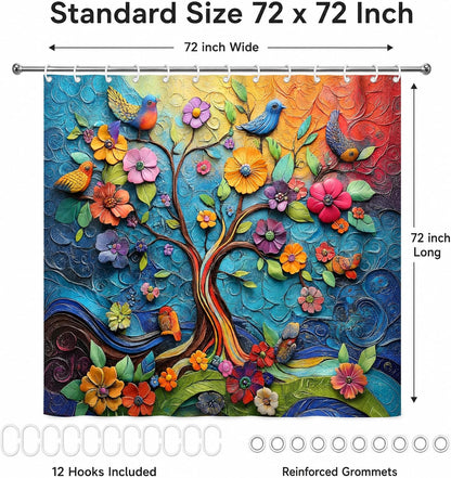 Boho Shower Curtain 72"x72" Water Repellent Polyester Fabric