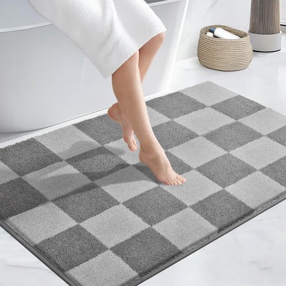 PURRUGS Bathroom Rug Non-Slip Machine Washable 24" x 36", Super Absorbent and Quick-Dry Bath Mat, Extra Soft and Plush Bath Rug for Shower, Bathtub and Sink, Grayish Brown & Coffee