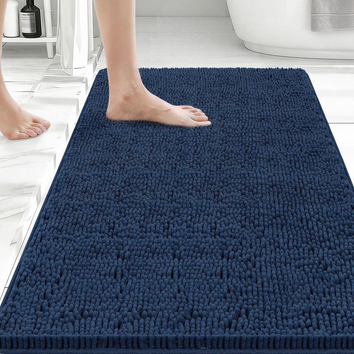 Bcoimo Bath Rug Mat,Sage Chenille High Absorbent Long Bathroom Runner Rugs