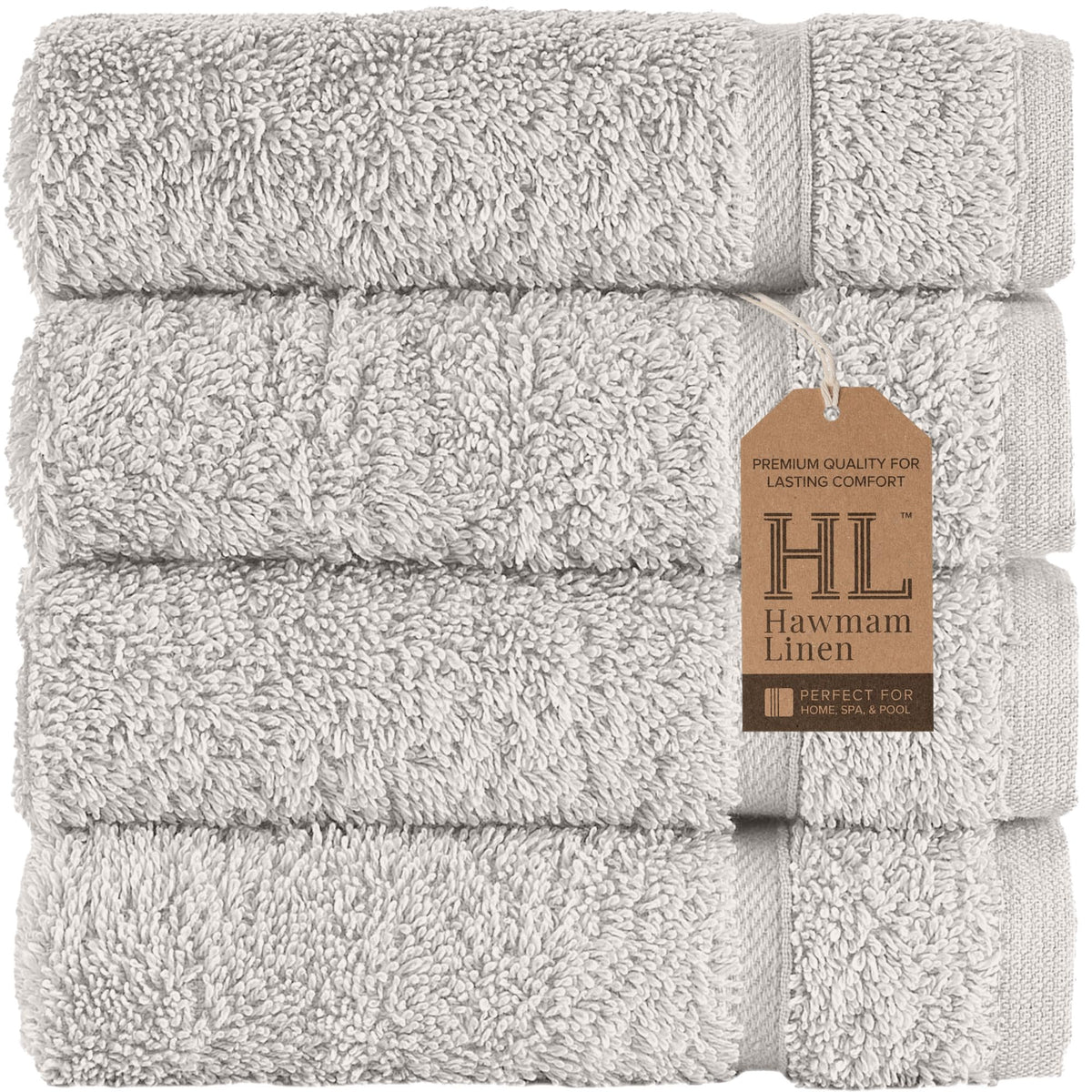 Hawmam Linen Cream 6 Piece Bath Towels Set for Bathroom Original Turkish Cotton Soft, Absorbent and Premium 2 Bath Towels, 2 Hand Towels, 2 Washcloths (Sea Salt)