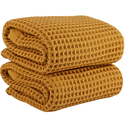 PÜSKÜL Natural 100% Turkish Cotton Waffle Hand and Kitchen Towels Set of 3