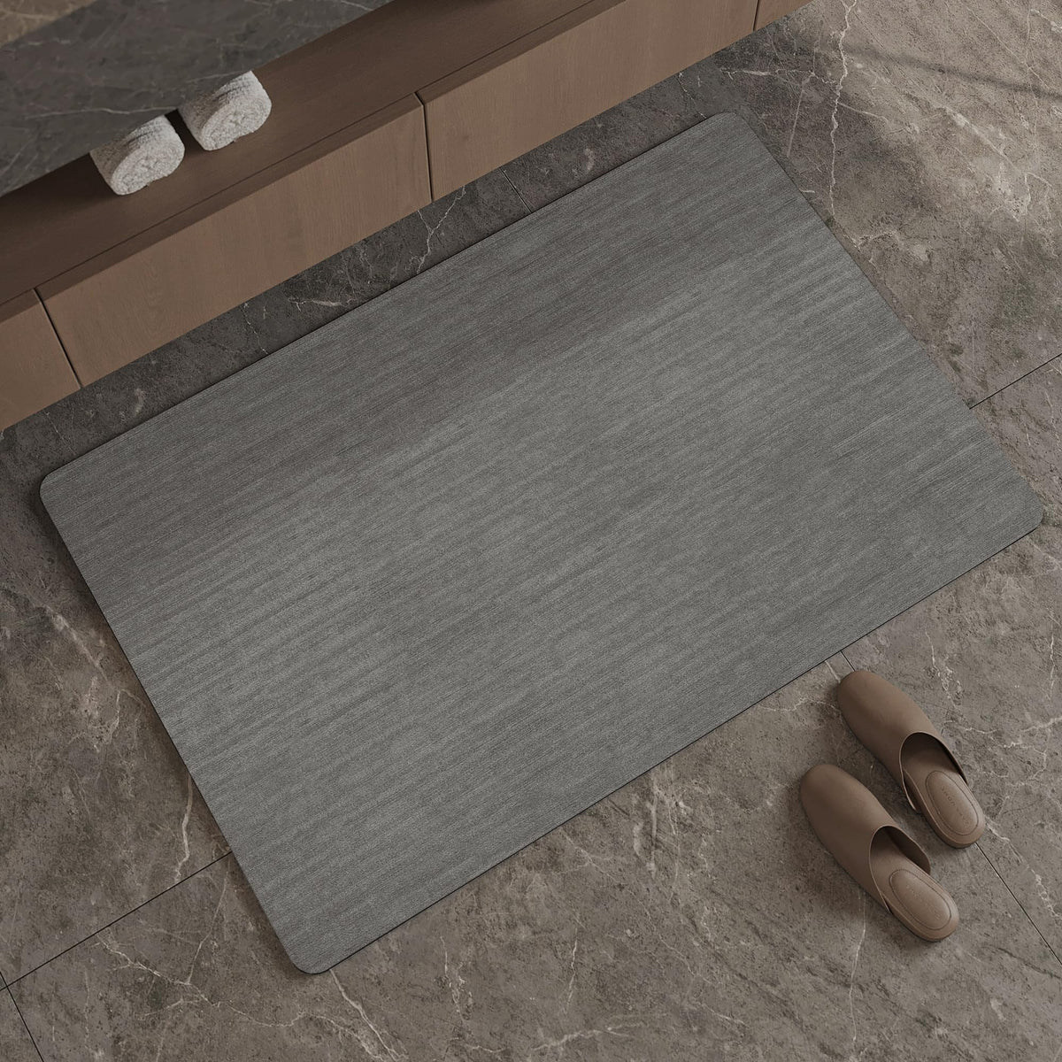Mecko Bath Mat 16"x24",Ultra Thin Bathroom Rug fit Under Door Light Blue