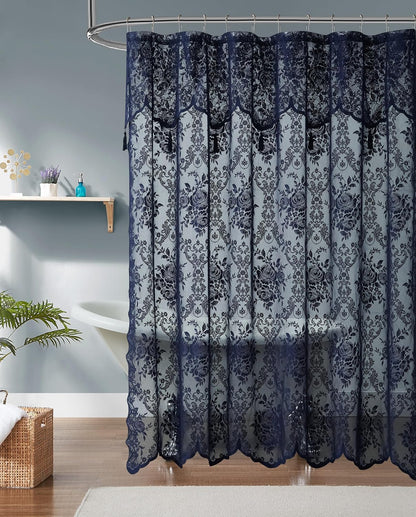 Warm Home Designs Golden Lace Shower Curtain with Valance. LAU Linen 72
