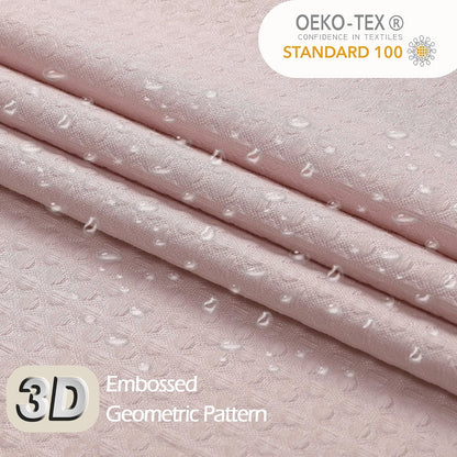 Pink Shower Curtain 72 Inch Length 1 Piece, Waffle Embossed Textured Soft Fabric Hotel Shower Curtain for Bathroom, Modern Polyester Water Repellent Machine Washable Bath Decor, 72Wx72L Inches