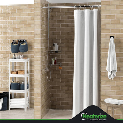 NEATERIZE Stall Shower Curtain White - Hotel Style Shower Curtains for Bathroom with Waffle Design, 36x72 Inches - White Fabric Shower Curtain - Cortinas de Baño Elegantes
