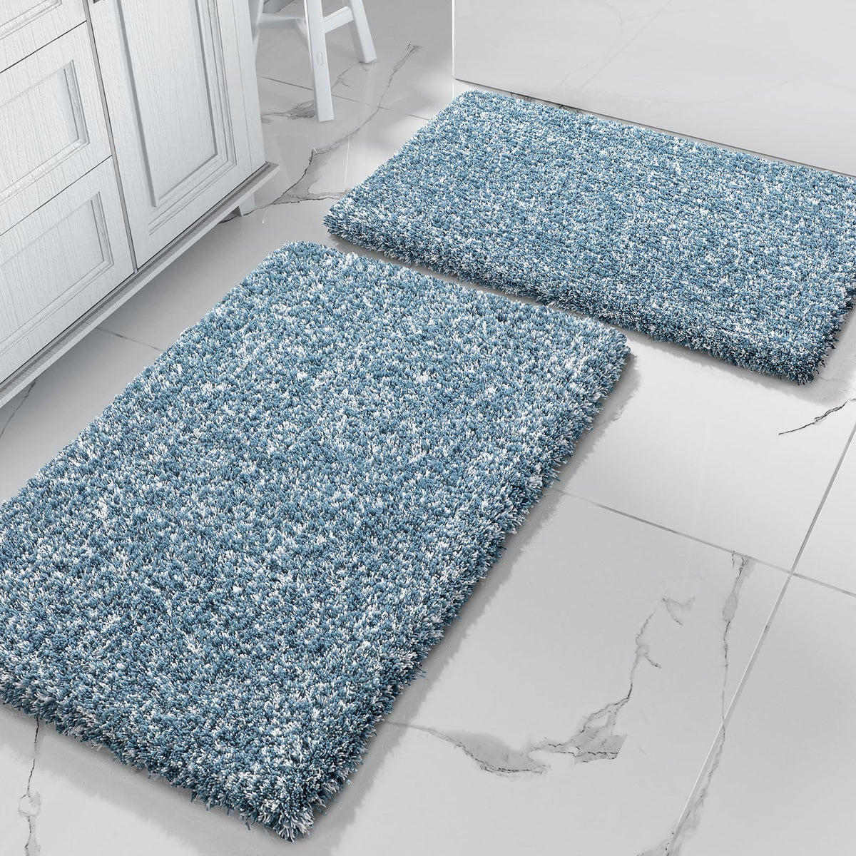 Yimobra Bathroom Rugs Sets 2 Piece, 32x20+24x17, Light Green and White