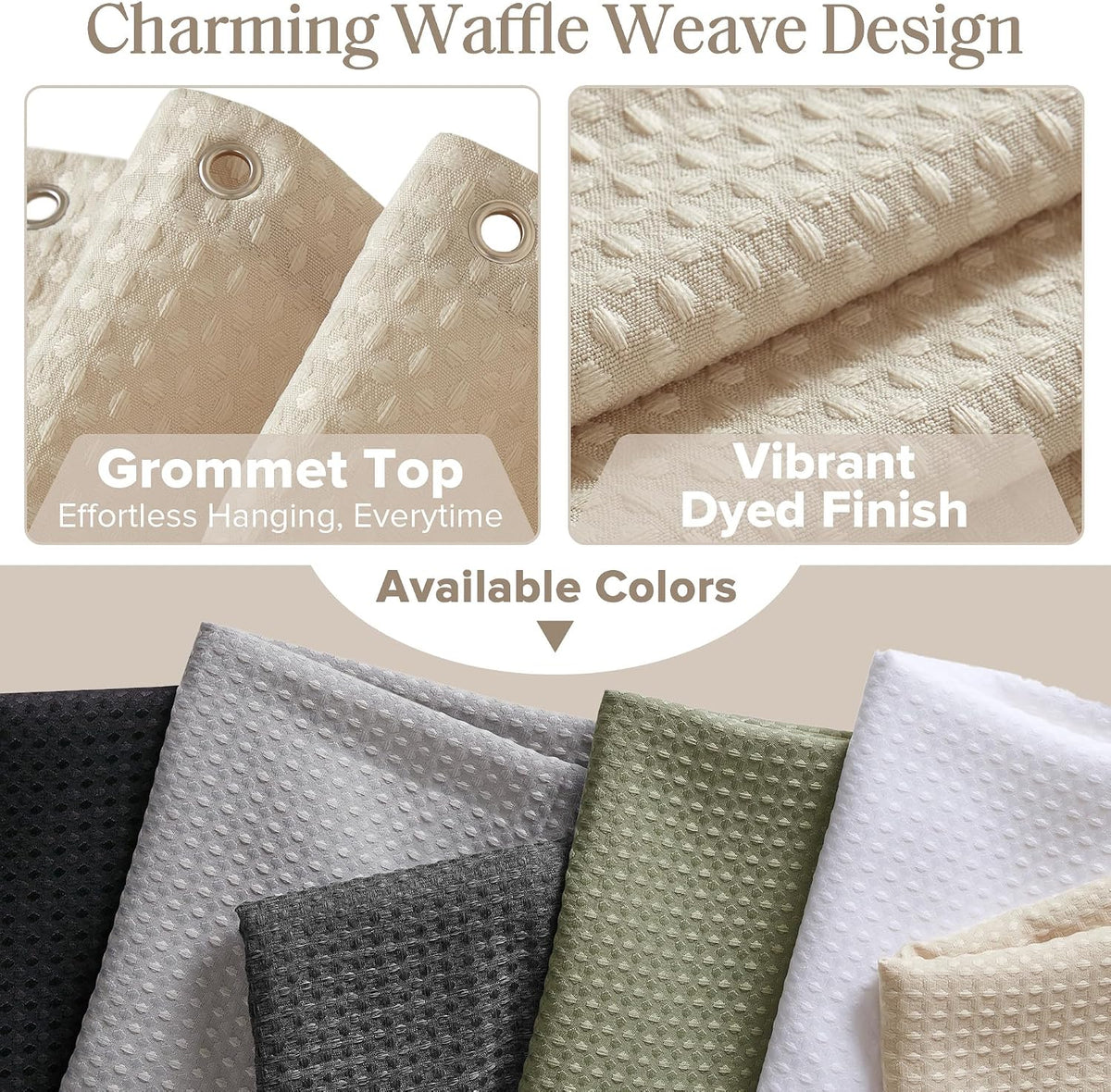 Madison Park Arbor Waffle Shower Curtain for Bathroom, 72 x 72, Beige