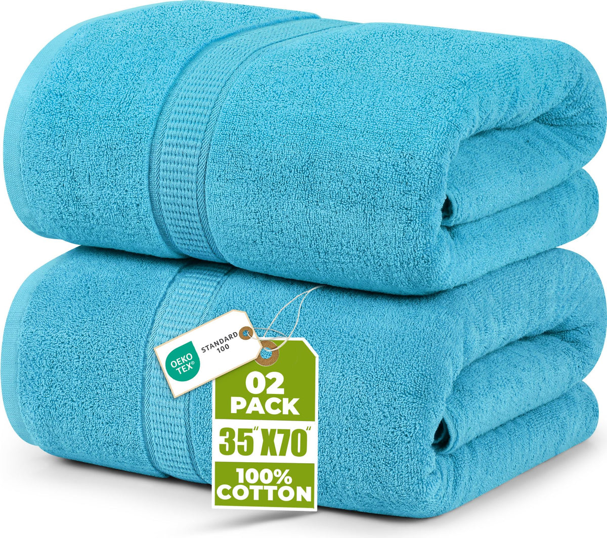 Utopia Towels Jumbo Bath Sheets, 2 Pack, 35x70 in, 600 GSM Cotton, Grey