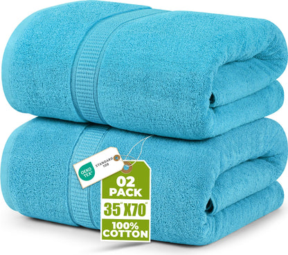 Utopia Towels Jumbo Bath Sheets, 2 Pack, 35x70 in, 600 GSM Cotton, Grey
