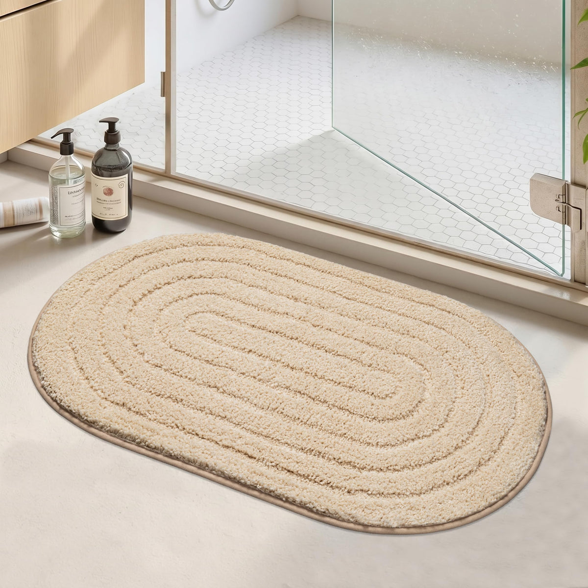 Oval Bathroom Rugs Non Slip Absorbent Ultra Luxury Fluffy