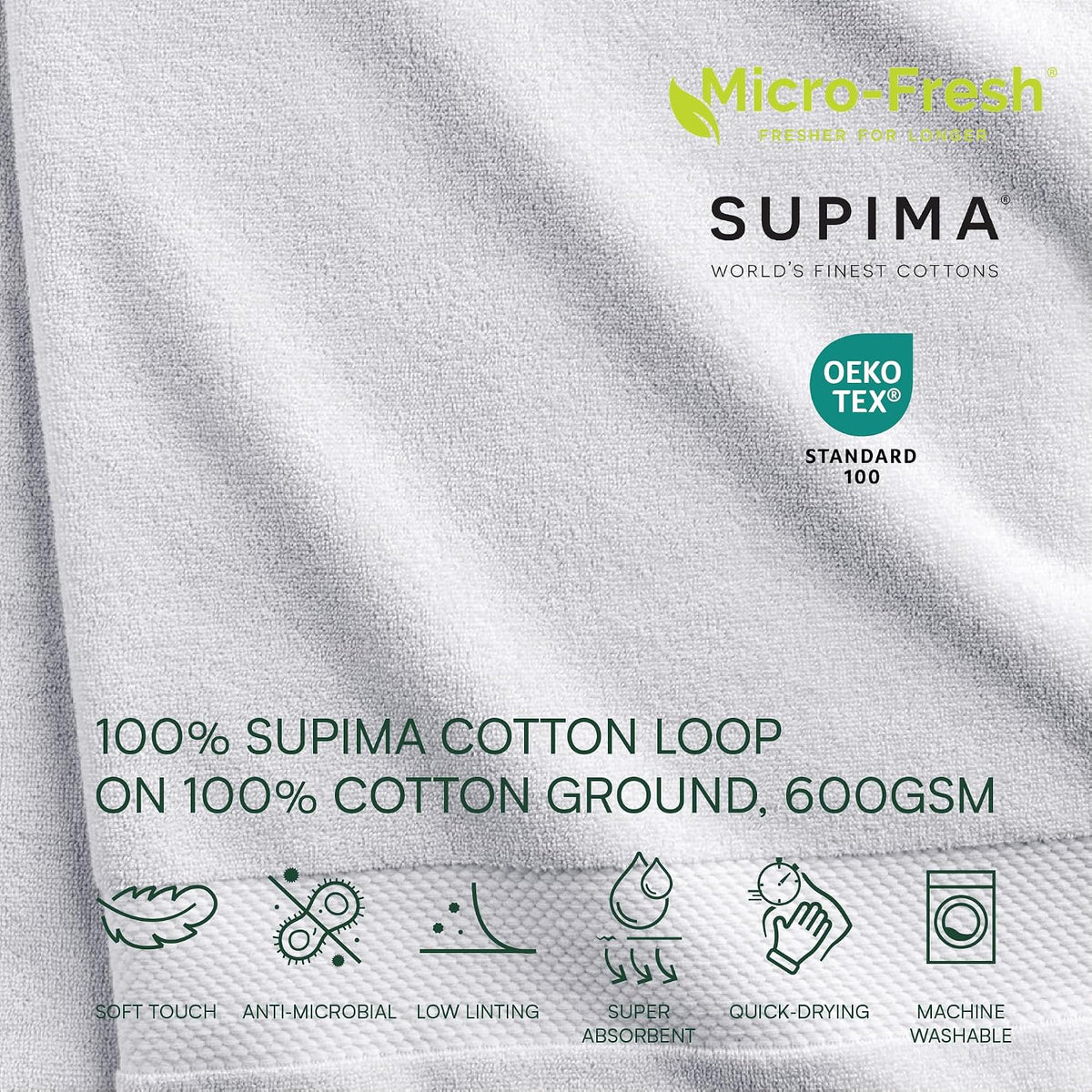 Lacoste Heritage 100% Supima Cotton Bath Towel 30" x 54", White