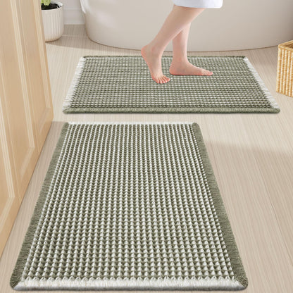 Smiry Waffle Bathroom Rugs Sets 2 Piece (30x20+24x16, Brown)
