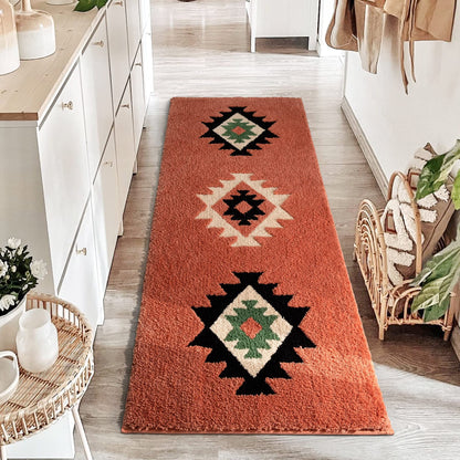 DEXDE Black Bathroom Rugs 20x32 Aztec Boho Long Western Plush Bath Mats
