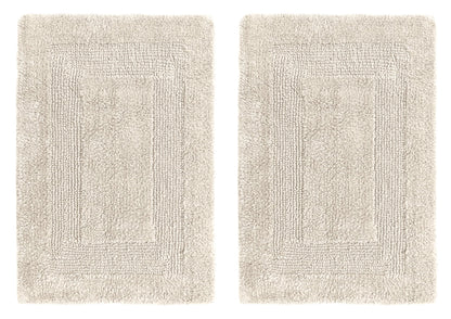 COTTON CRAFT 2 Pack Reversible Bath Mat Rug - Soft Luxurious -17x24- Ivory