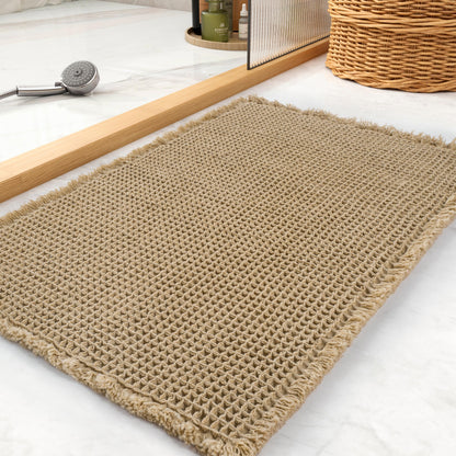 tchdio Waffle Bath Mat-Runner Rug, Super Absorbent Non Slip Bath Mats for Bathroom Machine Washable Long Rugs with Tassels, Bath Rugs for Bathroom Floor Beside Tub, 2' x 6'