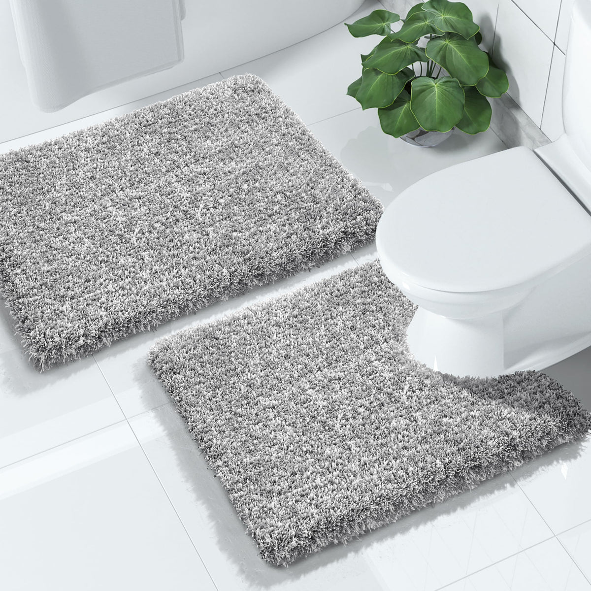 Yimobra Bathroom Rugs Sets 2 Piece, 32x20+24x17, Light Green and White