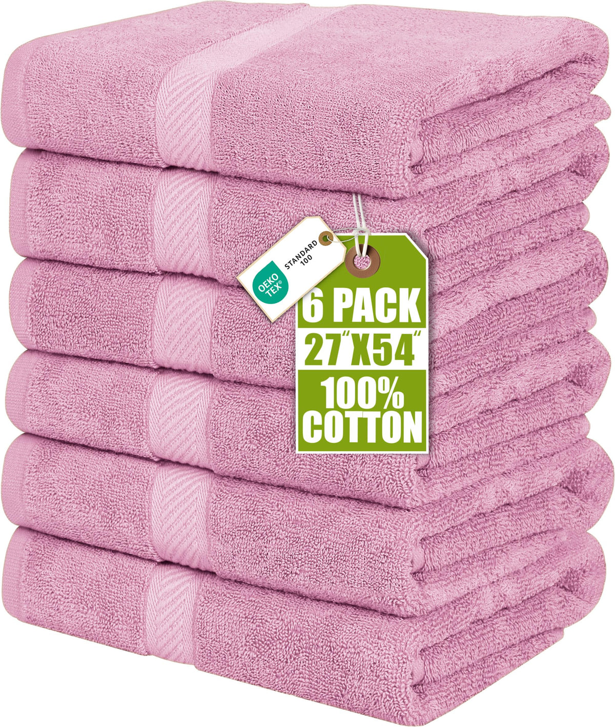 Utopia Towels 6 Pack Medium Bath Towels, 24x48 in, 500 GSM Cotton, White