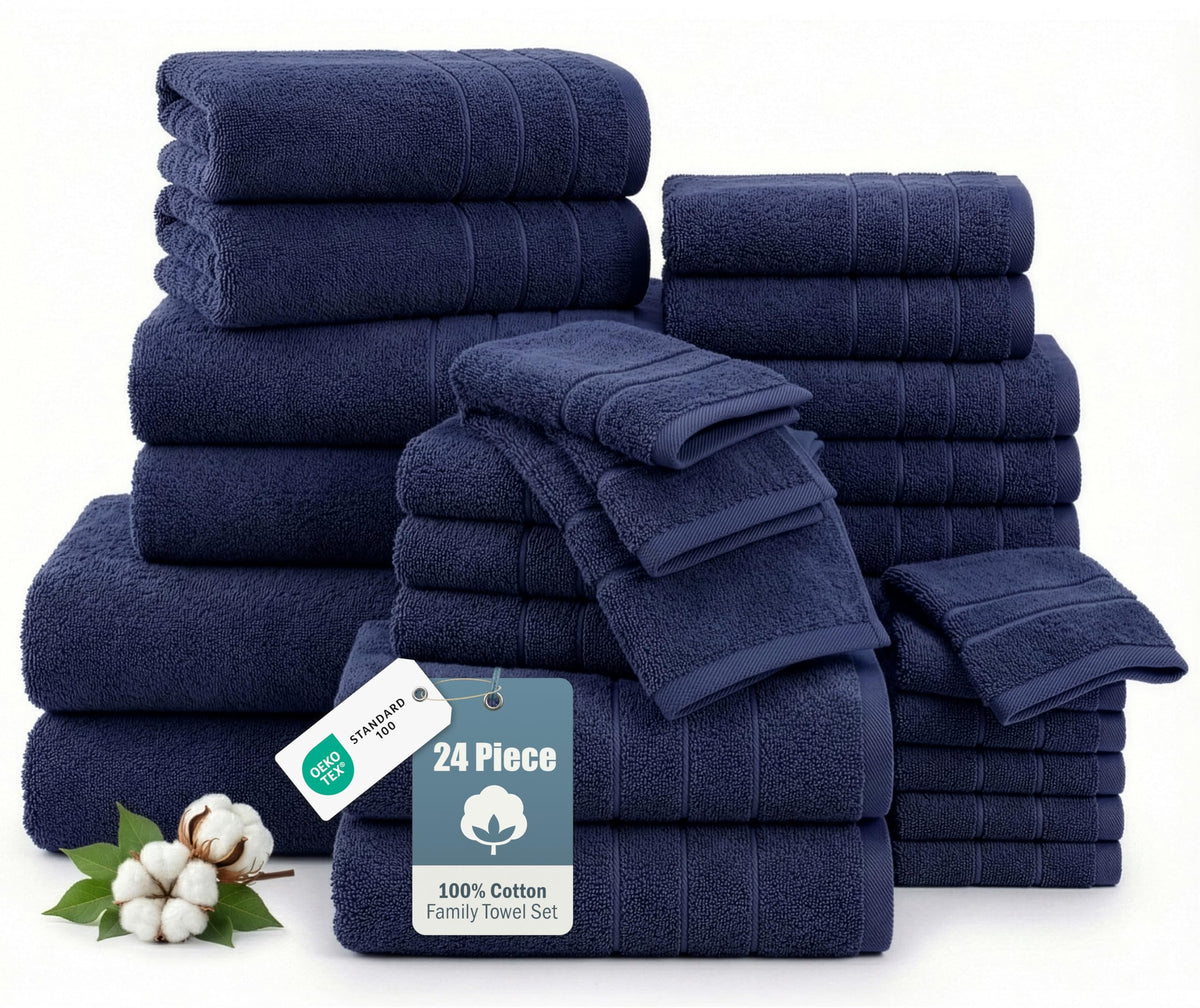Casa Platino Towel Set Soft Absorbent Quick Dry 100% Cotton - Cool Grey