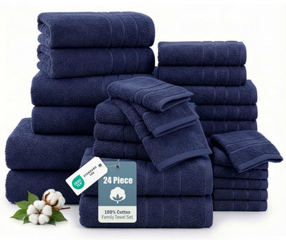 Casa Platino Towel Set Soft Absorbent Quick Dry 100% Cotton - Cool Grey