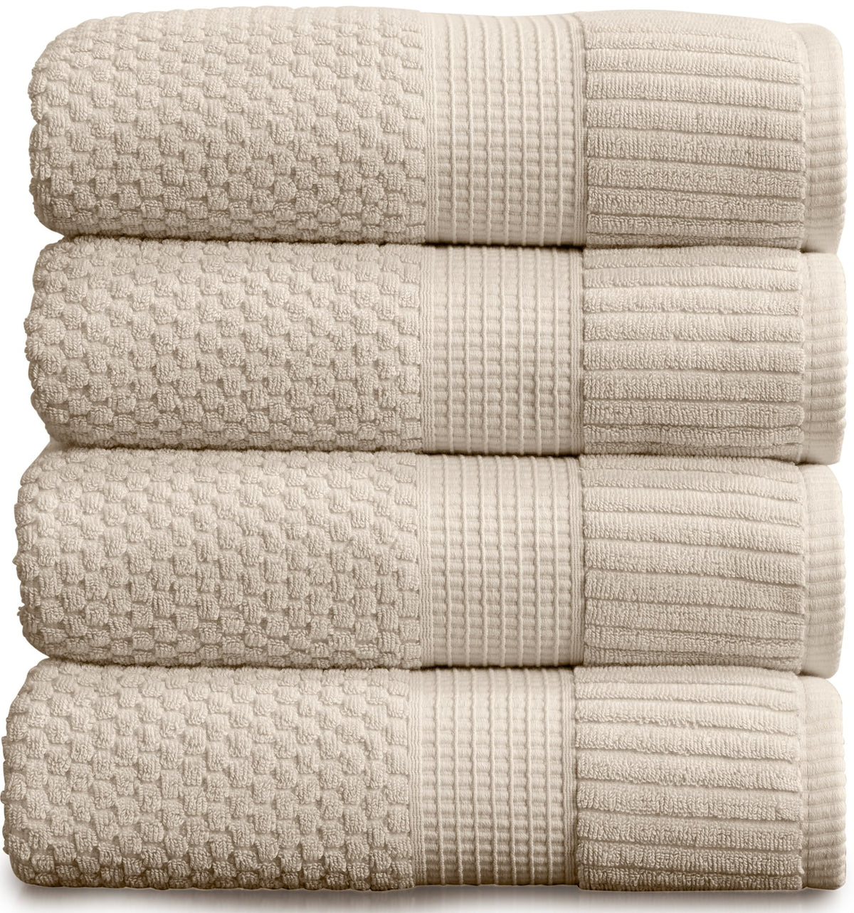 NY Loft 100% Cotton 4-Pack Bath Towel Set | White | Oeko-TEX | Quick-Dry