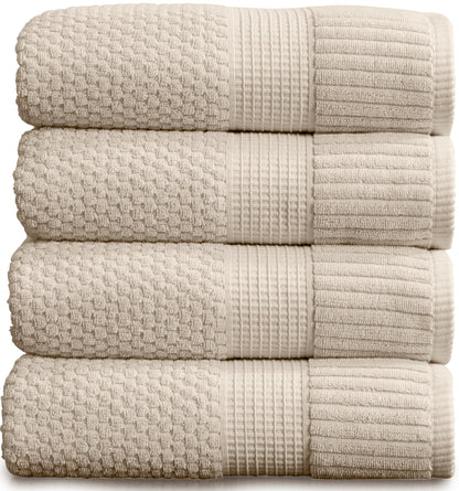 NY Loft 100% Cotton 4-Pack Bath Towel Set | White | Oeko-TEX | Quick-Dry