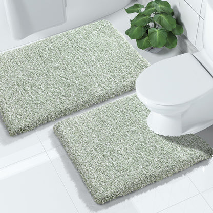 Yimobra Bathroom Rugs Sets 2 Piece, 32x20+24x17, Light Green and White