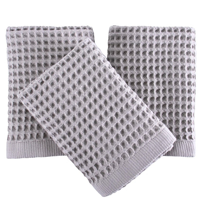 PÜSKÜL Natural 100% Turkish Cotton Waffle Hand and Kitchen Towels Set of 3