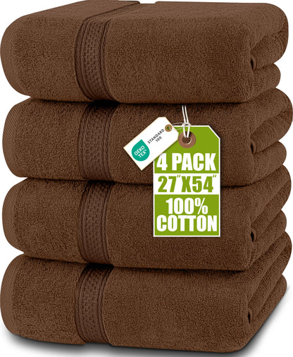 Utopia Towels 4 Pack Premium Bath Towels, 27x54 in, 600 GSM Cotton Grey