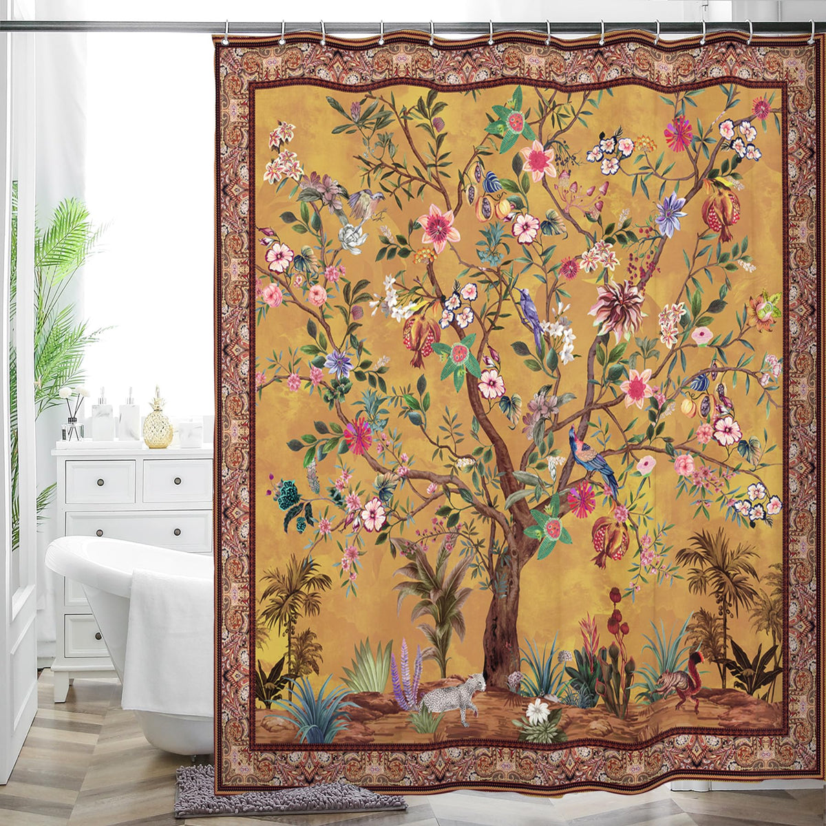 Boho Shower Curtain 72"x72" Water Repellent Polyester Fabric