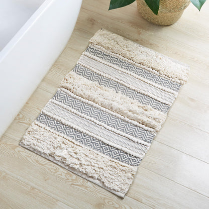 INK+IVY Asher Non-Slip Bath Rug Absorbent Quick Dry Striped, 20 x 32, Navy