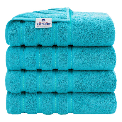 American Soft Linen 100% Cotton Luxury Turkish Towels, 4 PC Bath Towel Set