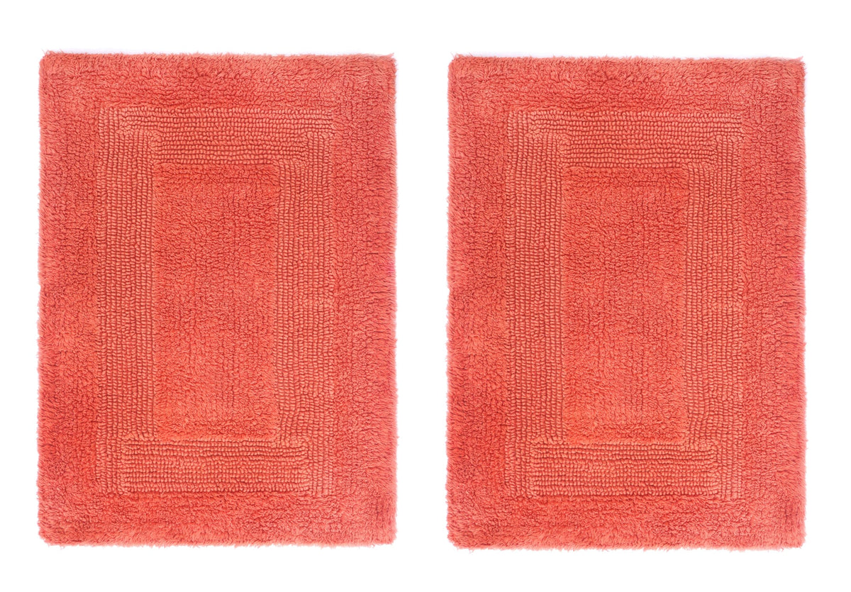 COTTON CRAFT 2 Pack Reversible Bath Mat Rug - Soft Luxurious -17x24- Ivory