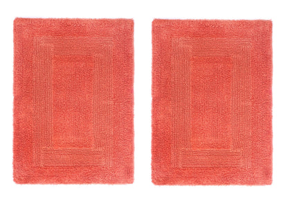 COTTON CRAFT 2 Pack Reversible Bath Mat Rug - Soft Luxurious -17x24- Ivory