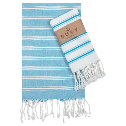 Ruvy Home Basics Turkish Hand Towels for Bathroom Set of 2 | 18"x40", Cotton | Decorative Towel for Bathroom, Kitchen, Dishcloth, Tea, Yoga, Face, Gym - Beige