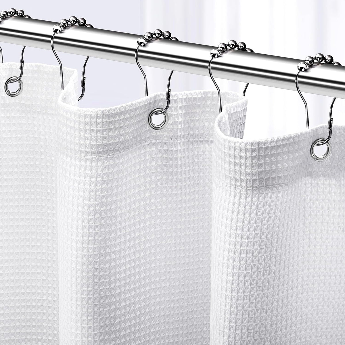 NEATERIZE Stall Shower Curtain White - Hotel Style Shower Curtains for Bathroom with Waffle Design, 36x72 Inches - White Fabric Shower Curtain - Cortinas de Baño Elegantes