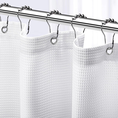 NEATERIZE Stall Shower Curtain White - Hotel Style Shower Curtains for Bathroom with Waffle Design, 36x72 Inches - White Fabric Shower Curtain - Cortinas de Baño Elegantes