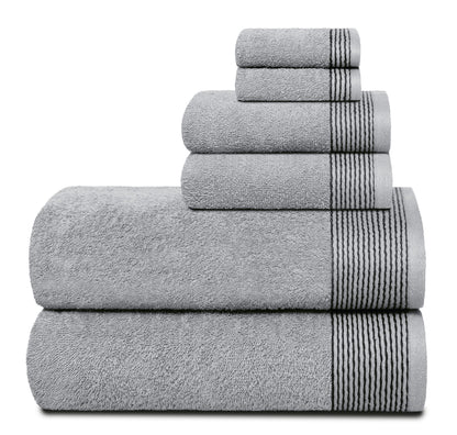 Belizzi Home 100% Cotton Ultra Soft 6 Pack Towel Set, Contains 2 Bath Towels 28x55 inchs, 2 Hand Towels 16x24 inchs & 2 Washcloths 12x12 inchs, Compact Lightweight & Highly Absorbant - Black