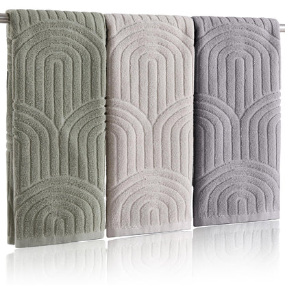 Boho 100% Cotton Towels - 3 Pcs 16 x 26 inches Hand Towels Set Ultra Soft and Highly Absorbent for Bathroom or Kitchen, Hotels, Spa