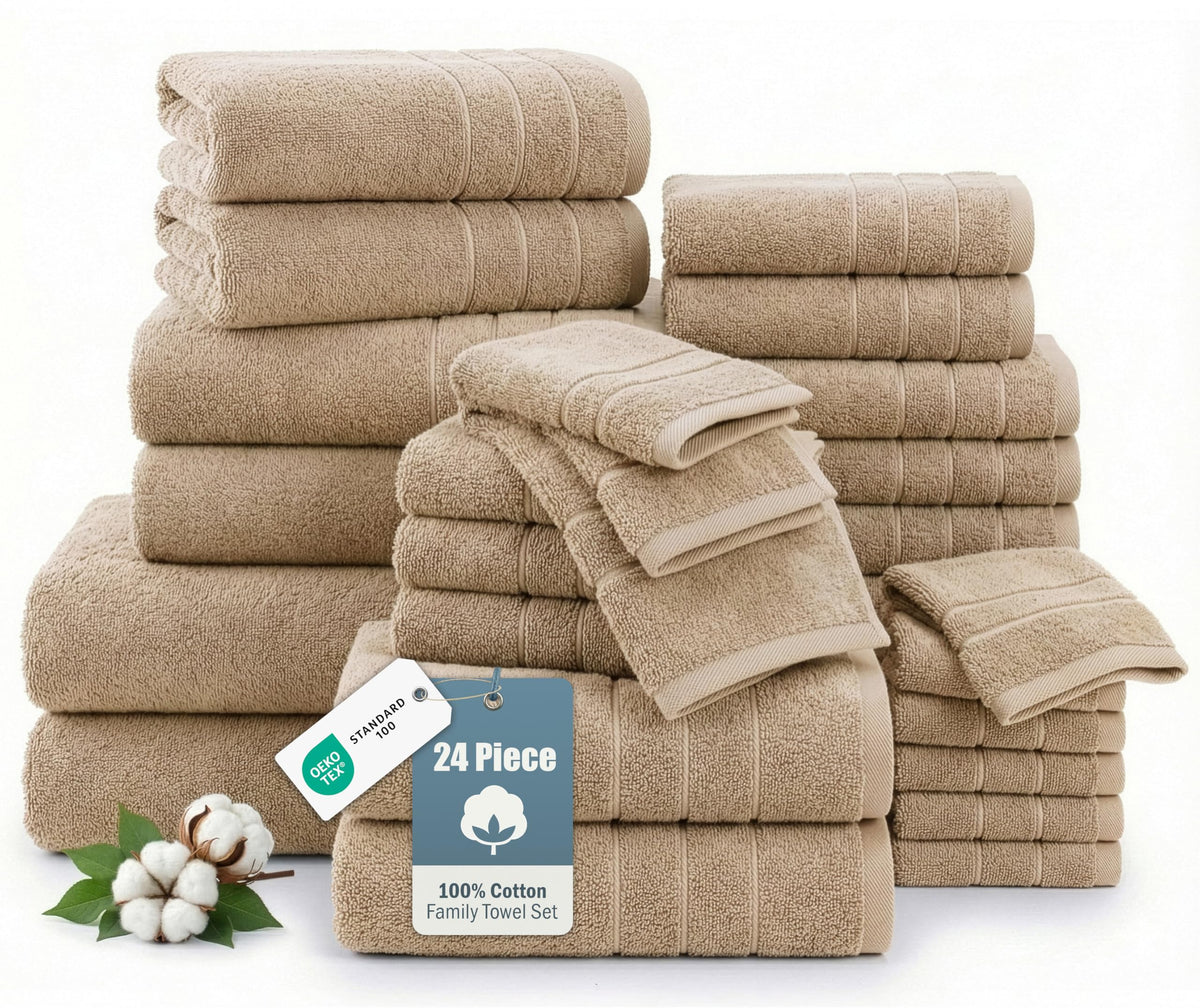 Casa Platino Towel Set Soft Absorbent Quick Dry 100% Cotton - Cool Grey