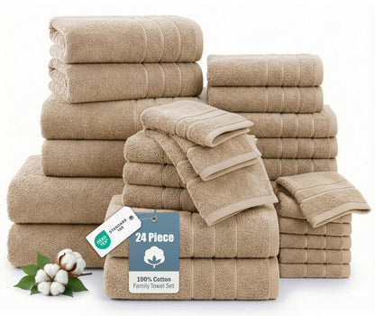 Casa Platino Towel Set Soft Absorbent Quick Dry 100% Cotton - Cool Grey