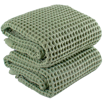 PÜSKÜL Natural 100% Turkish Cotton Waffle Hand and Kitchen Towels Set of 3