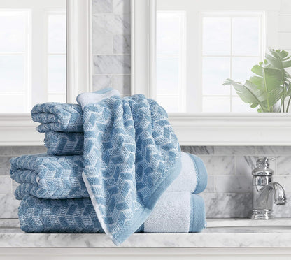 Nautica - Cotton Bath Towel Set with Hand Towels & Washcloths, 6-Piece Set